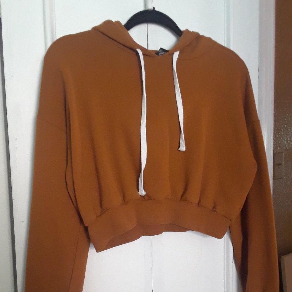 Burnt Orange Crop-top Hoodie